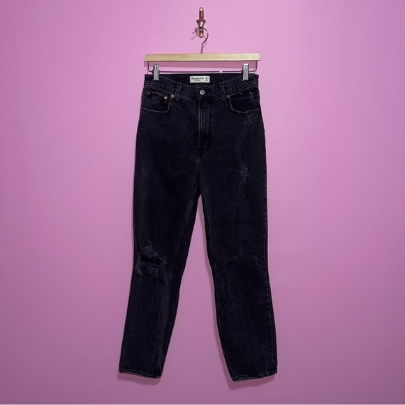 Abercrombie & Fitch Jeans Women's Size 27 Black The 90s Straight Ultra High Rise - Picture 2 of 12